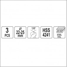 YT-44626 YATO Set burghie pentru metal 22 -25 mm, ..